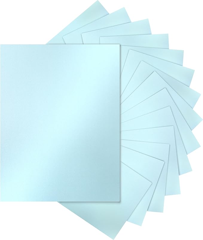 28 Sheets Blue Shimmer Cardstock 8.5 x 11 Premium Paper, 250gsm/92lb Heavyweight Craft Paper Card Stock for Making Cards, Greeting Cards, Office Printing, Scrapbooking, Invitations
