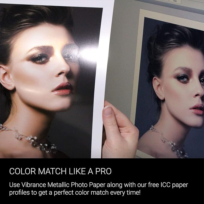 Vibrance Metallic Photo Printer Paper 10 mil 255 gsm Premium Photo Paper Sheets 17 x 22 inches 50 Sheets Works with All Inkjet Printers Including Professional Makes and Models Like Epson Canon HP