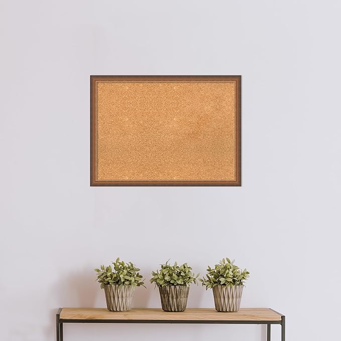 Amanti Art Natural Cork Board for Wall, 22x30 Vision Board with Bronze Frame, Medium Corkboard Office Decor for Home Organization, Modern Corkboard Pinboard to Display Items for Home Organization in