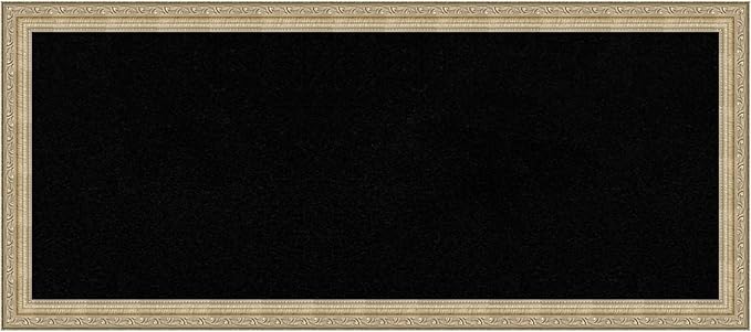 Amanti Art Black Cork Board for Wall, 14x32 Vision Board with Champagne Frame, Medium Corkboard Office Decor for Home Organization, Traditional Corkboard Pinboard to display items for home