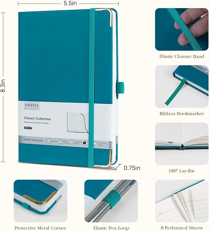 A5 Lined Journal Notebook - 100 GSM Thick Paper, 8 Pack Hardcover Journaling Notebooks for Writing, Work, Travel, School, College Ruled Journals for Women Men, PU Leather Note Books, 5.5”x8.3”