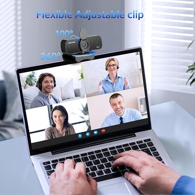 4K Webcam for PC with Sony Sensor, Auto Focus & Privacy Cover, Ultra HD 4K Streaming Camera with Tripod, 2 Noise-Cancelling Mics, USB Plug & Play, 77° FOV, Web Camera for Zoom, Skype, Teams