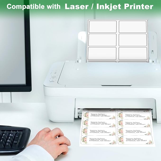 2x4 Shipping Address Labels, 500 Matte Printable Sticker Labels for Mailing Labels, Fragile Stickers, Product Sticker Making, 8.5 x 11 Label Paper for Lase Inkjet Printer, 10 Up Per Sheet, 50 Sheets