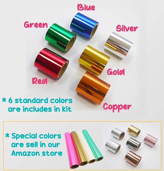 KINGTOOL Hot Foil Embossing Stamping Pen with 6 Rolls Hot Foil Papers, USB Powered (with 4 Nibs) (Yellow)