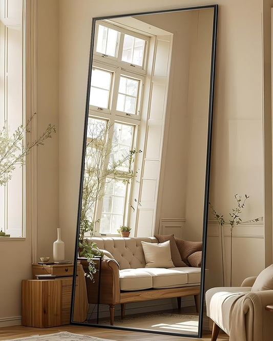 Antok Full Length Mirror, 71"x28" Floor Mirror, Floor Standing Freestanding Full Body Mirror with Stand for Bedroom, Hanging Mounted for Living Room Cloakroom, Black