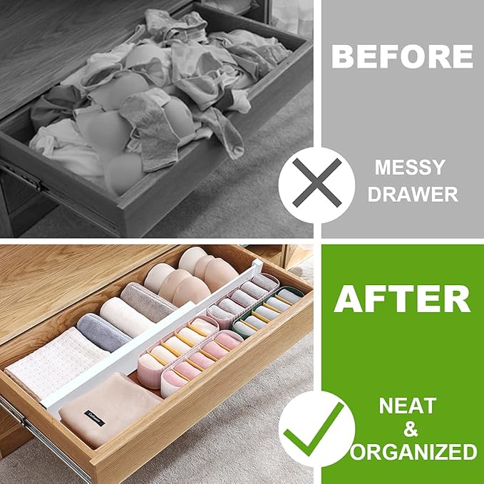 ANTOWIN Bamboo Drawer Dividers Organizers, Expandable Drawer Separators Splitter,17-22 inches Long Adjustable Spring-loaded Organizer for Large Utensil, Clothes, Tools Drawers (White)