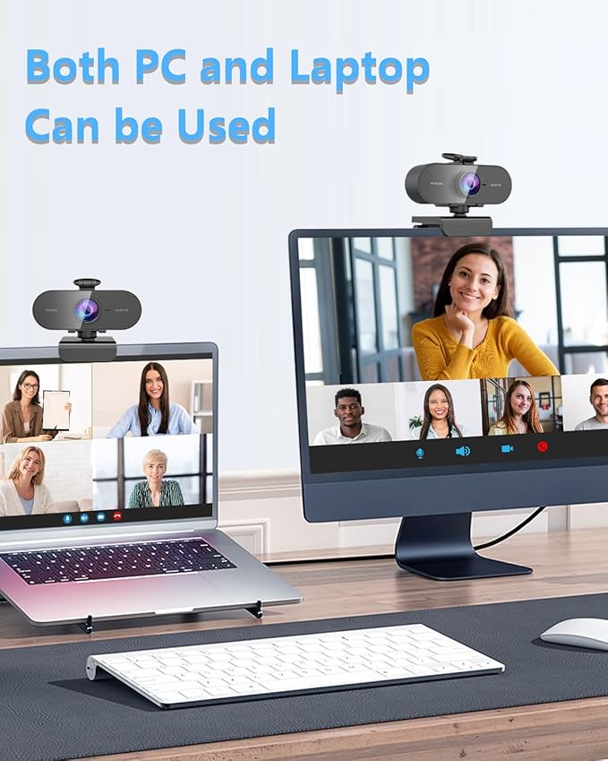 2K Webcam for PC Mac Laptop with Microphone,Full HD Web Cam for Streaming with Privacy Cover Sliders,USB C Web Camera for Desktop Computer Monitor,External Small Best Webcam For Microsoft Teams Gaming