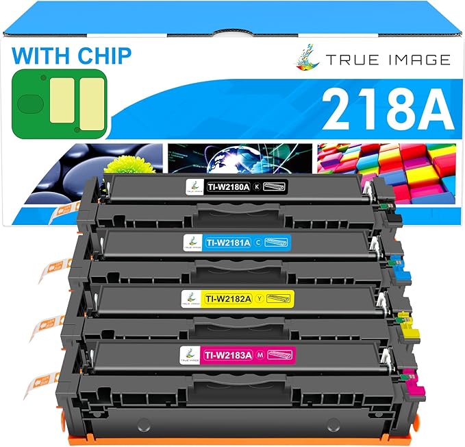 218A 218X Toner Cartridges 4 Pack with Chip 3301fdw 3201dw Compatible Replacement for HP 218A 218X Color Laserjet Pro MFP 3301cdw 3301sdw 3201dw Printer High Yield Ink Set W2180A W2180X (B/C/Y/M)