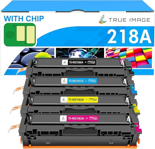 218A 218X Toner Cartridges 4 Pack with Chip 3301fdw 3201dw Compatible Replacement for HP 218A 218X Color Laserjet Pro MFP 3301cdw 3301sdw 3201dw Printer High Yield Ink Set W2180A W2180X (B/C/Y/M)