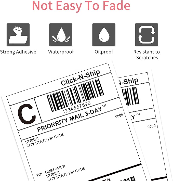 L LIKED 4000 Thermal Labels 4" x 6" Perforated Industrial Thermal Shipping Labels with 3" Core, (Commercial Grade)