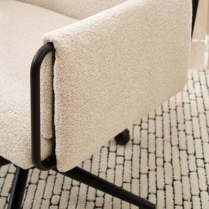 Kidol & Shellder Office Desk Chair Set of 3 with Arm, Swivel Adjustable Height with Wheels Comfortable Wide Seat for Home Office, Bedroom, Makeup Room, Beige