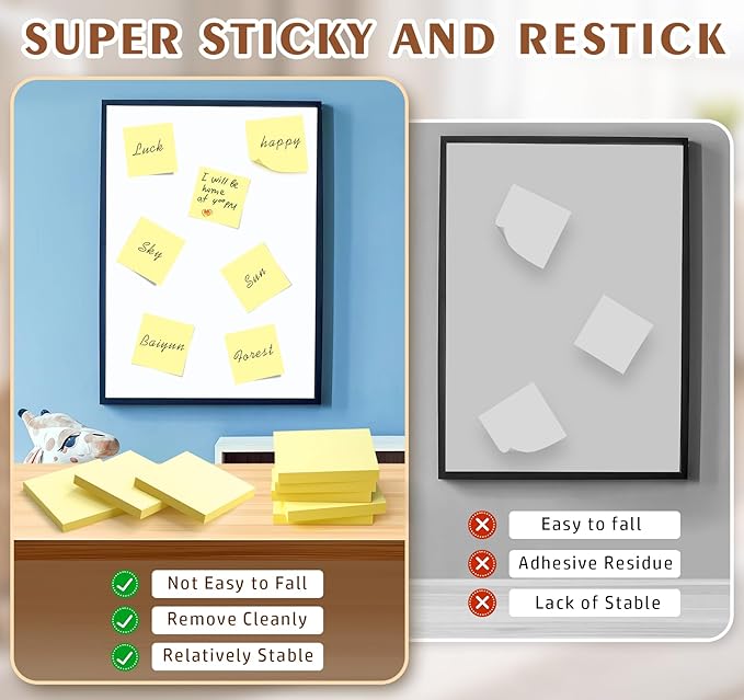 2 x 1.5in Sticky Notes Mini, Yellow Sticky Notes,1600pcs Notes Pads Small Memo Pads,100 Sheets/Pad Strong Self-Stick Pads, Bulk Tiny Pads Easy to Post Notes for Home, Meeting(16Pack)