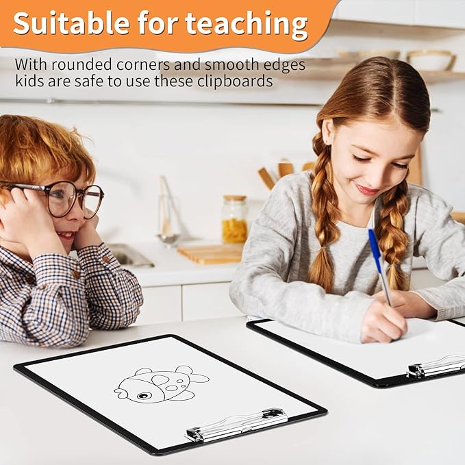 Black Clipboards, PANDRI 12 Pack Plastic Black Clipboards with Low Profile Clip 12.5 x 9 Standard Letter Size Clipboard for classrooms Office