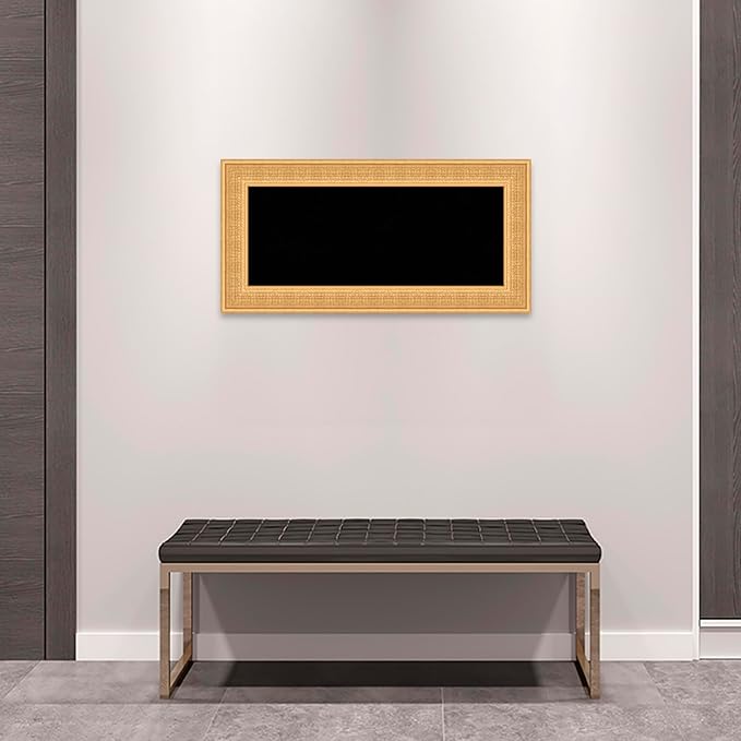 Amanti Art Black Cork Board for Wall, 18x36 Vision Board with Gold Wood Frame, Medium Corkboard Office Decor for Home Organization, Traditional Corkboard Pinboard to Display Items for Home