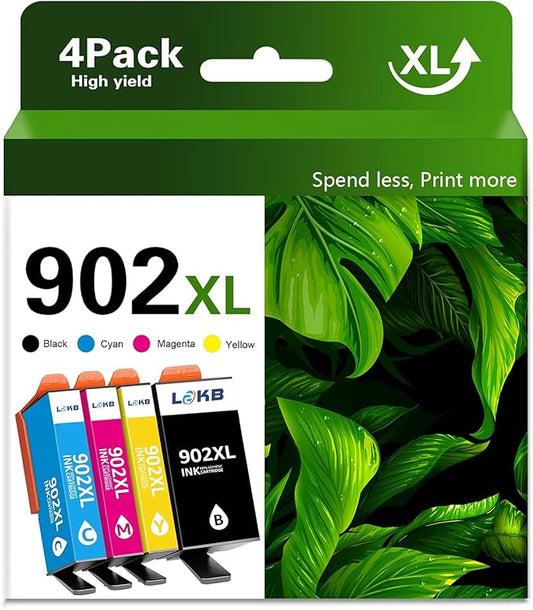 902XL Ink Compatible Ink Cartridge Replacement for 902 XL 902XL (4 Combo Pack) to use with Officejet Pro 6978 6968 6974 6975 6960 Officejet 6951 6954 6956 6958 Printers