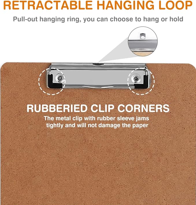 Clipboards, HERKKA 42 Pack Hardboard Office Clipboards Low Profile Clip Standard A4 Letter Size, ECO Friendly
