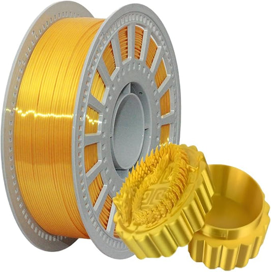 Silk Filament 1.75, Pla + Filament, 3D Printer Filament, Dimensional Accuracy +/- 0.03 Mm, 3D Printer Filament Silk, Pla Filament', Pla 1 Kg (2.2 Lbs), Fit Most FDM 3D Printers (Gold)