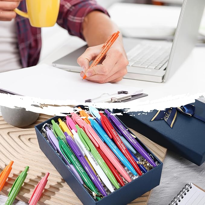 90 Pcs Ballpoint Motivational Pen Inspirational Quotes Black Ballpoint Gel Ink Pens Bulk for Coworkers Retractable Rolling Ball Ballpoint Pens for Party Favors Back to School Gifts Supplie