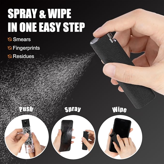 walrfid Car Screen Cleaner, Computer Screen Cleaner Spray and Wipe, Laptop Cleaning Mist Kit for Electronic iPad, iPhone, Phone, MacBook, TV, Monitor, Tablet Display, with Black Graffiti Case - Blue