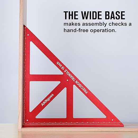 Precision Triangle Square 12inch, Metric & Imperial Scale Framing Square for Precise 90 and 45-Degree Measurement, Aluminum Alloy Architect Ruler for Carpenter