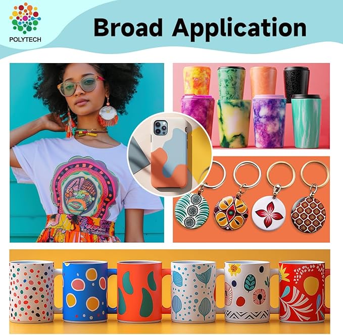 Polytech Sublimation Paper, 8.5x11, 100 Sheets, Heat Transfer Paper for All Sublimiation Blanks, For All Sublimation Printer and Ink, For Tumblers, Magnet Blanks, Ceramic Ornaments, Light T-Shirt,125G
