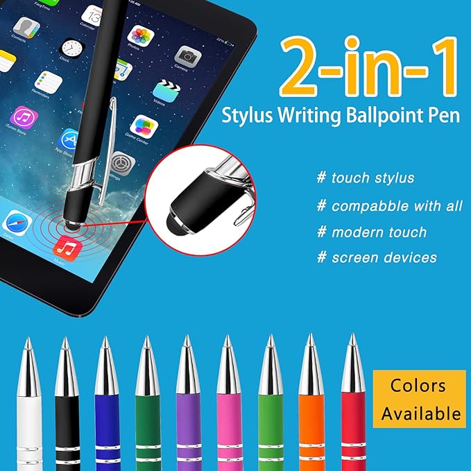Max 500 Pcs Personalized Pens Bulk, Custom Pens with Free Engraving, Customized Stylus Tip Ballpoint Pen with Your Name Massage Text for School Office Business Graduation Anniversaries-150 Packs