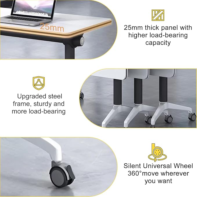 Conference Room Table with Flip-Top Design for Dynamic Meetings, Business Table Computer Desk with Heavy-Duty Frame,Foldable Seminar Meeting Tables for Home Office (6, E, 70.8IN)