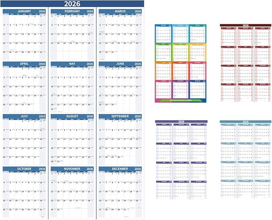 2026 Wall Calendar 34.8" x 22.8" Large Vertical Yearly Wall Hanging Calenda with Julian Date Thick Paper Calendar 12 Month Annual Wall Planner for Wall Office Fridge(Blue)