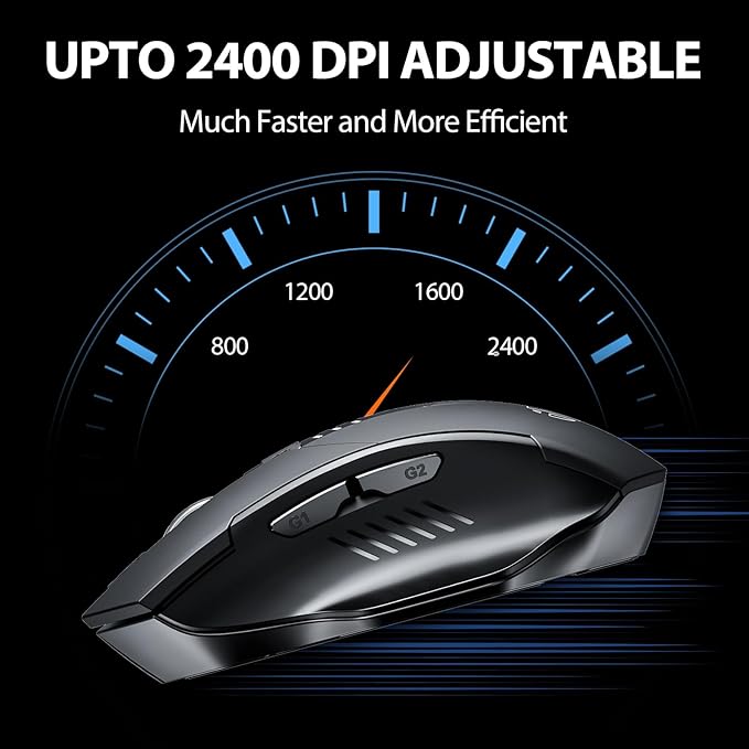 INPHIC Wireless Mouse Rechargeable, Upgraded Visible Battery, 2400 DPI, Silent Ergonomic Computer Wireless Mouse for Laptop, Mac, PC etc.