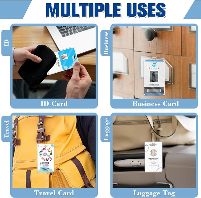 200 Pieces 5 Mil 2 1/2" x 4 1/4" Luggage Laminating Pouches Without Rope Clear Thermal Laminate Pouch Tags with Slot Hole for Pass Cards Student ID (200, 5 Mil-No Loops)