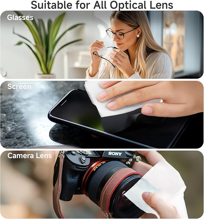 Anti Fog Lens Wipes for Eyeglasses Lulumonster, [150 Pre-Moistened Individually Wrapped Wipes] [Non-Scratching & Non-Streaking] Cleaner Wipes for Glasses, Sunglass, Phone Screen Camera Lens, Goggles