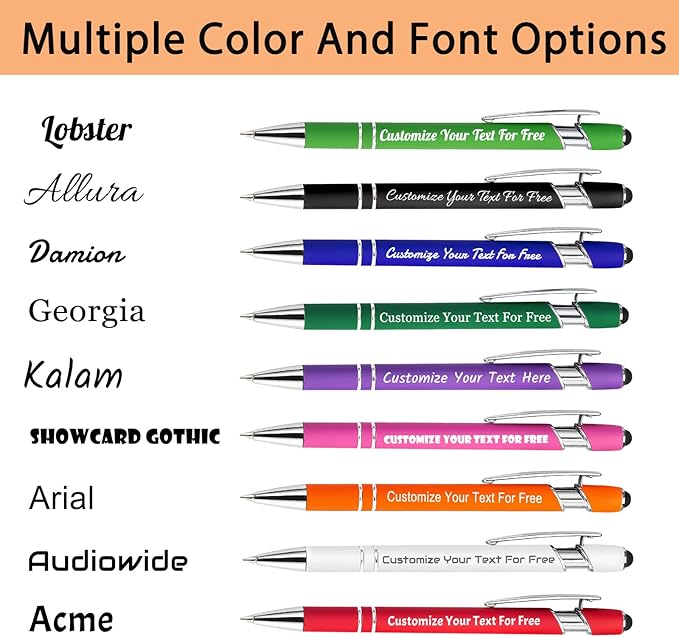 Max 500 Pcs Personalized Pens Bulk, Custom Pens with Free Engraving, Customized Stylus Tip Ballpoint Pen with Your Name Massage Text for School Office Business Graduation Anniversaries-50 Packs