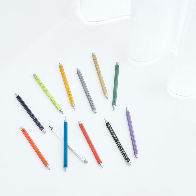 MARK'STYLE days, Gel Ink Metal Ballpoint Pen - 0.5mm Retractable Black Ink, Retro styling Light Weigh Pen, Made in Japan- Perfect for School, Office, and Journaling (Red)
