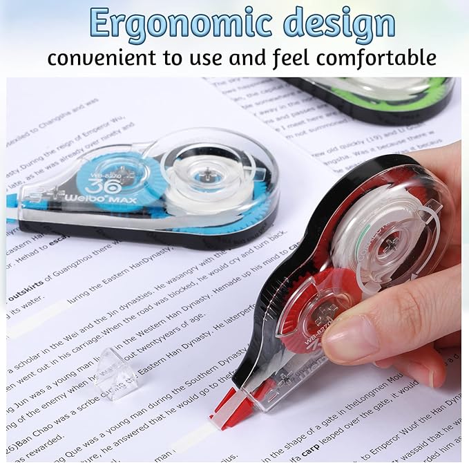 54 Pack Correction Tape Bulk White Correctional Fluid Tape Easy to Use Applicator Corrector Correct Wrong Writing Eraser for Office Education Supplies, 20 Feet