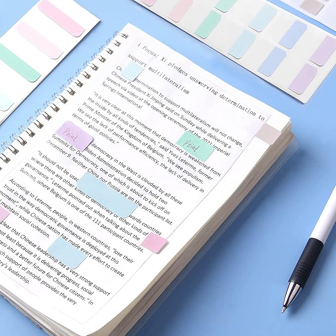 420 pcs Index Tabs, 3 Sizes Colored Page Markers, Writable and Repositionable Book Tabs, Page Tabs for Reading Notes, Books and Classify Files(Light Color)