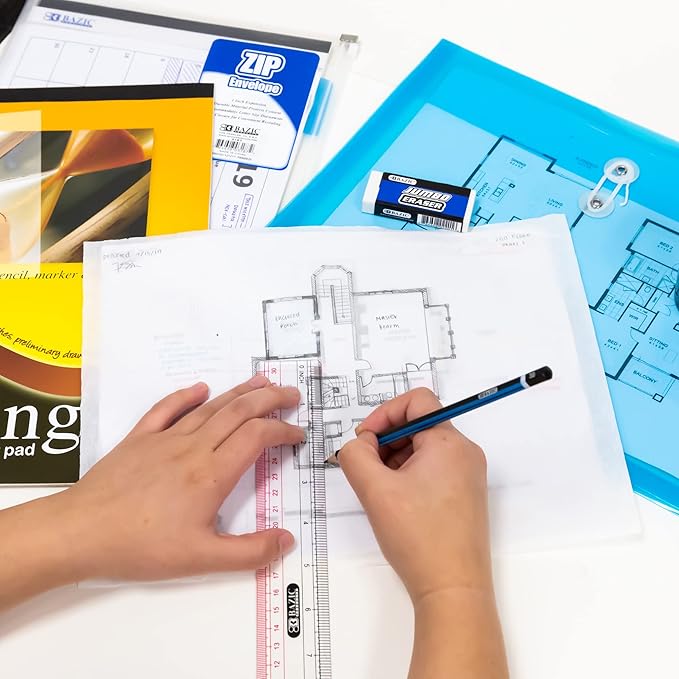 BAZIC Plastic Clear Ruler 12" (30cm), Inches Centimeter Metric Measuring Drafting Rulers, for Students School Supplies, 24-Pack