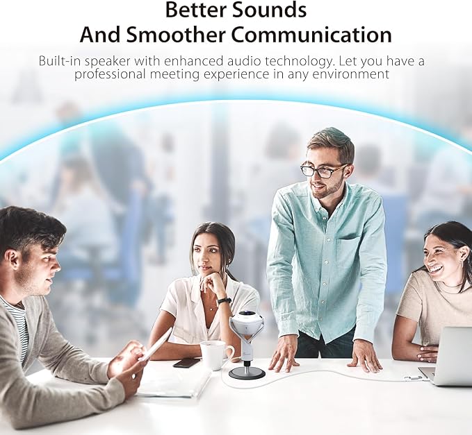 j5create 360 All Around AI-Powered Conference Room Camera with Speakerphone, Smart-Tracking, Auto-Framing, Include a Remote Control (JVU368)