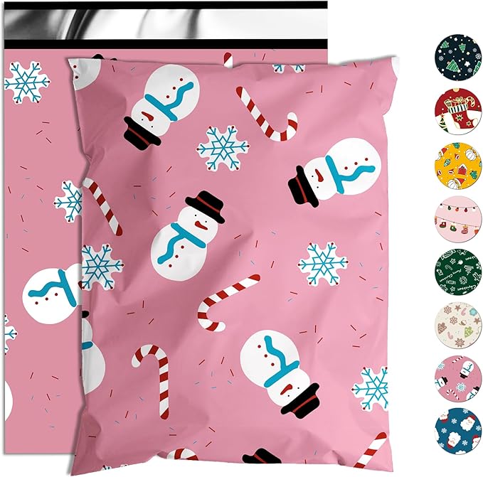 Christmas Poly Mailer 10x13 Inch 25 Pcs, Waterproof Shipping Bags for Clothing, Tear-Resistant Mailier Bags, Strong Mailing Bags with Self-Seal - Snowmen Printed