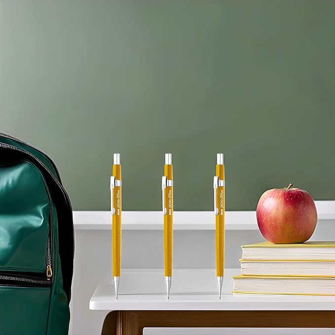 JAVAPEN 0.9mm Mechanical Drafting Pencils – 12-Pack, Heavy-Duty Lead, Comfortable Grip, Anti-Roll Hex Barrel, Built-in Eraser, Made in Korea