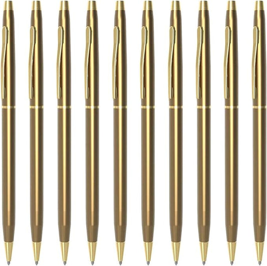Cambond Ballpoint Pens Fancy Pens - Black Ink Bulk Pens 1.0 mm Medium Point Retractable Metal Pen Comfortable Writing for Men Women Police Uniform Office Business, 10 Pack (Champagne Gold)