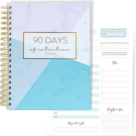 Pland Studio All-In-One 90 Day Goal Planner, Quarterly Planner, Guided Journal with Prompts, Daily Journal Notebook and Hourly Planner! Fitness, Self Care Wellness, Productivity, Mental Health, ADHD, Gratitude Journal