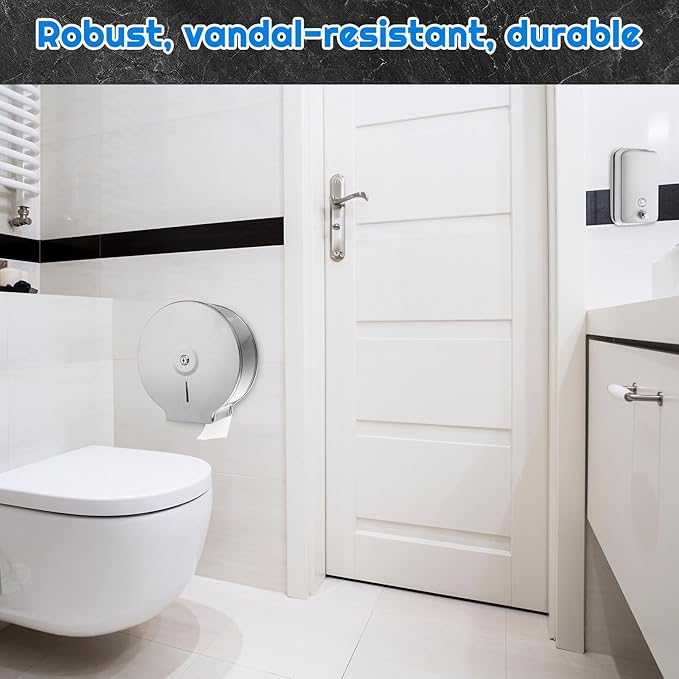 2 Pcs Commercial Soap Dispenser and Paper Towel Dispenser Set with Lock-Stainless Steel,Wall Mount,Large Capacity Manual Liquid Pump Rust Proof Leak Free for Home Bathroom (500 ml,Style 3)