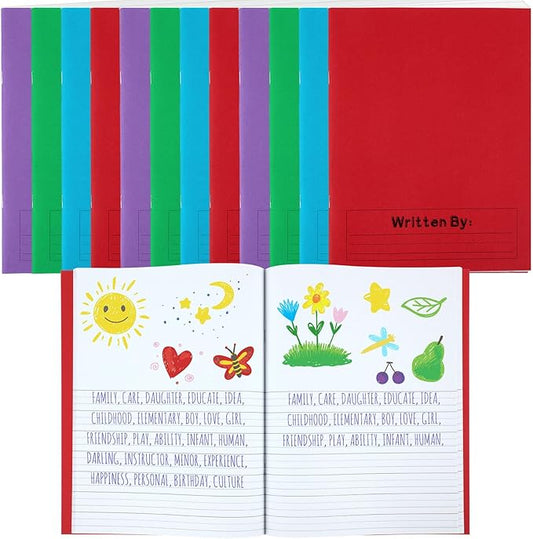 Henoyso 12 Pcs Primary Composition Notebook K-2 9 3/4 x 7 1/2 Inch Primary Journal, Back to School Supplies, Bulk Blank Writing Book for Kid to Write Draw Journal 60 Page Notebooks (Mixed Color)