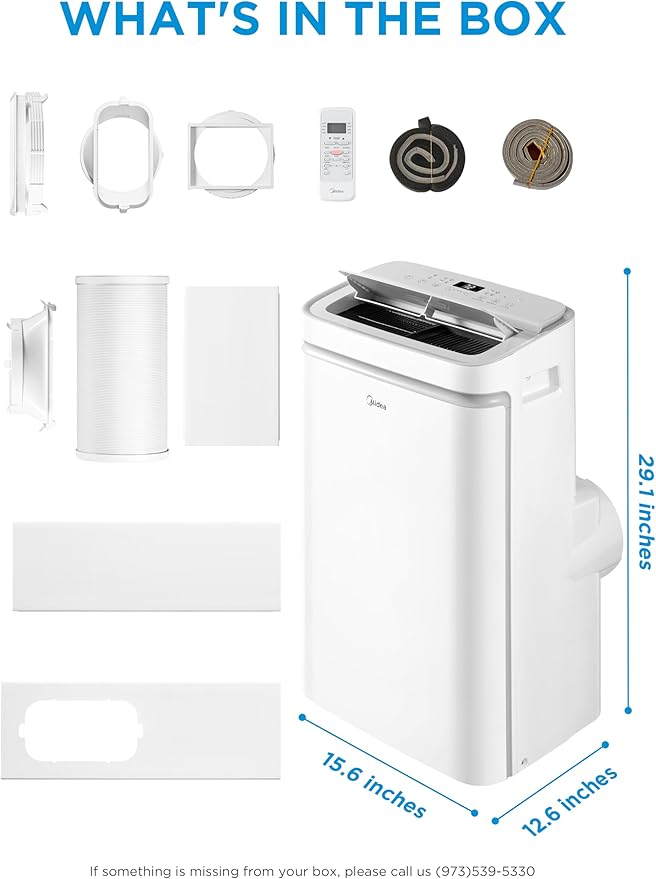 Midea MAP10S1XWT-A Air Conditioner, 14,000 BTU-Smart, Grey