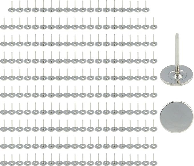 200Pcs Flat Head Upholstery Tacks Home Furniture Decor Tack Upholstery Nails Flat Push Pins Flat Thumb Tacks Silver (11mmx17mm)