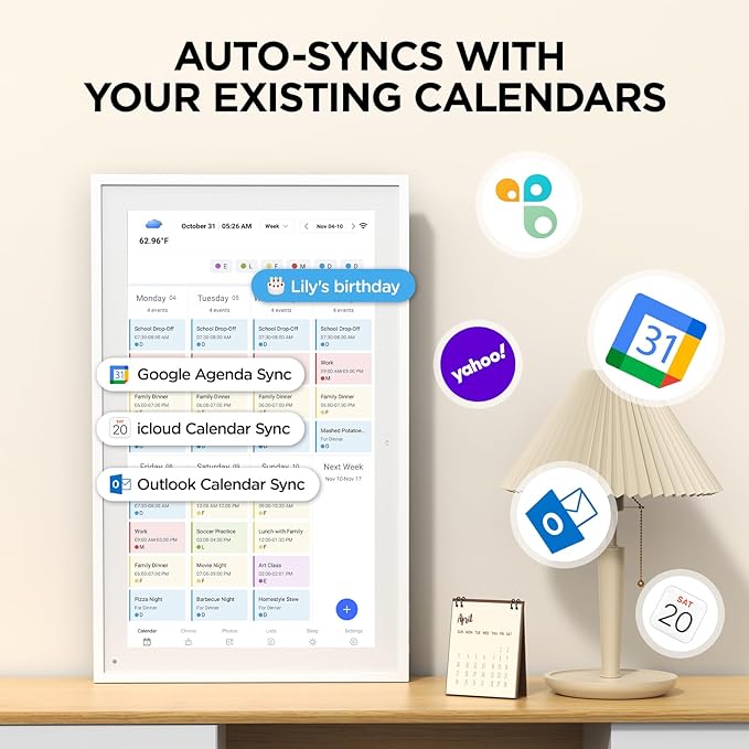 10.1 Inch Smart Digital Calendar, Electronic Desk Calendar, 1920 * 1080 IPS Full HD Touch Screen Display for Family Meal Planner Support - Streamline Household Organization