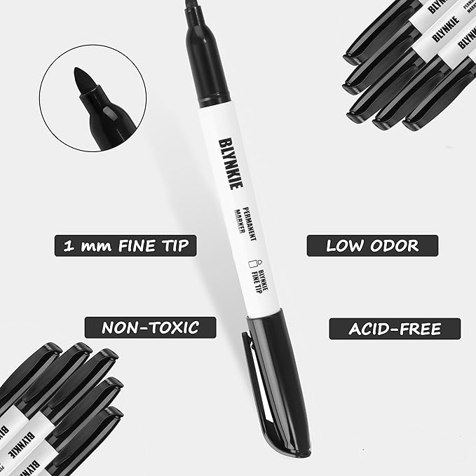 Permanent Markers Bulk Fine Tip 82 Pack, Waterproof Markers, Premium Smear Proof Pens, Quick Drying, Office Supplies for School, Office, Home
