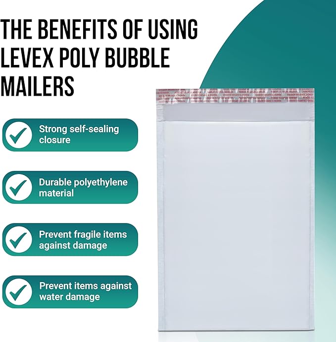 Levex - #0 6" x 10" [150 Pack] Poly Bubble Mailers, Padded Envelope Mailers, Packing Envelope & Mailing Bags for Shipping
