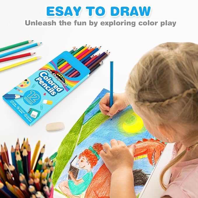 864 Count Colored Pencils Bulk, 72 Pack Colored Pencils for Kids, Pre-sharpened Coloring Pencils in 12 Vibrant Colors, Bulk School Supplies for Teachers, Classroom Prizes, Drawing Art Supplies