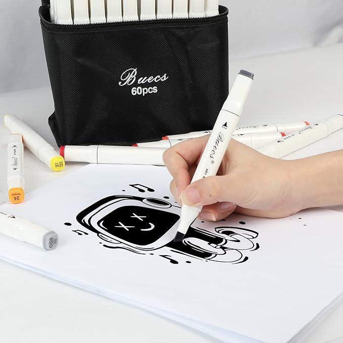 Alcohol Markers: Double Tipped Art Marker, 60 Count, suitable for Adults Artists Painting, Coloring Drawing Sketching, Multicolor